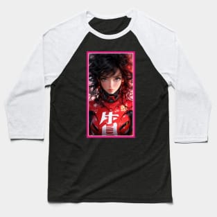 Anime Race Girl | Quality 3D Anime Artwork | Pink Red Black Blue Chibi Manga Anime Art Baseball T-Shirt